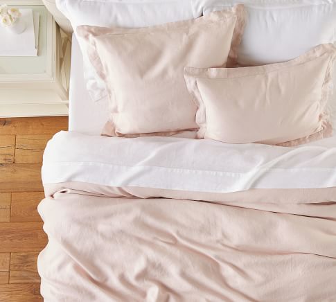 Belgian Flax Linen Duvet Cover Shams Soft Rose B Lilu Interiors